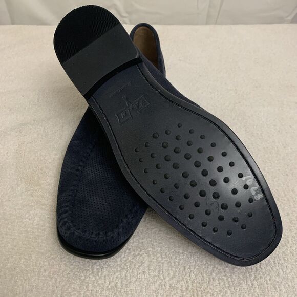 Flag Ltd Napa Glove Perforated Navy Suede Loafers Mens 10 Slip On New - Picture 5 of 6